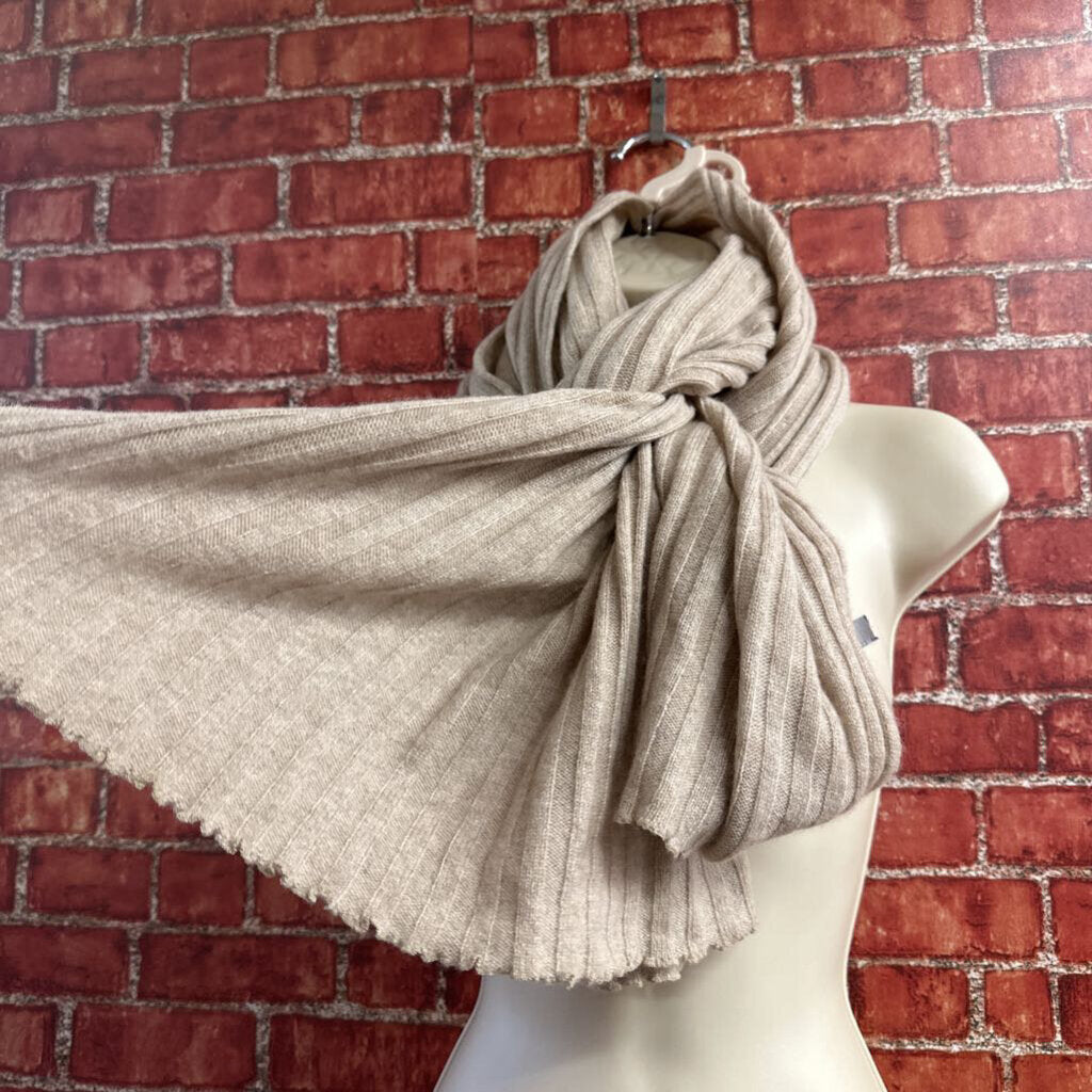 Cashmere Scarf Ribbed Beige