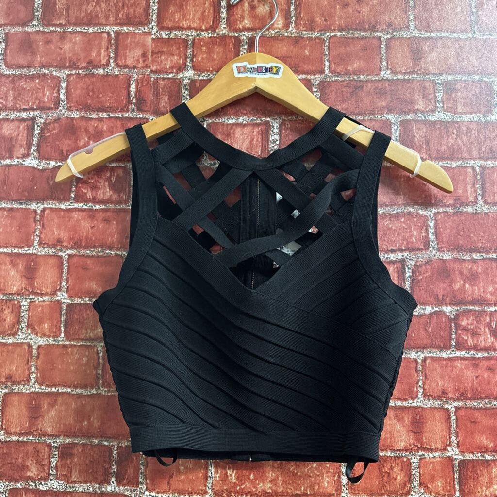 Bebe Strappy Cropped Top Black Size XS