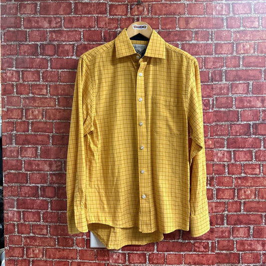 Peter Christian Cotton Checker Button Down Yellow Size M