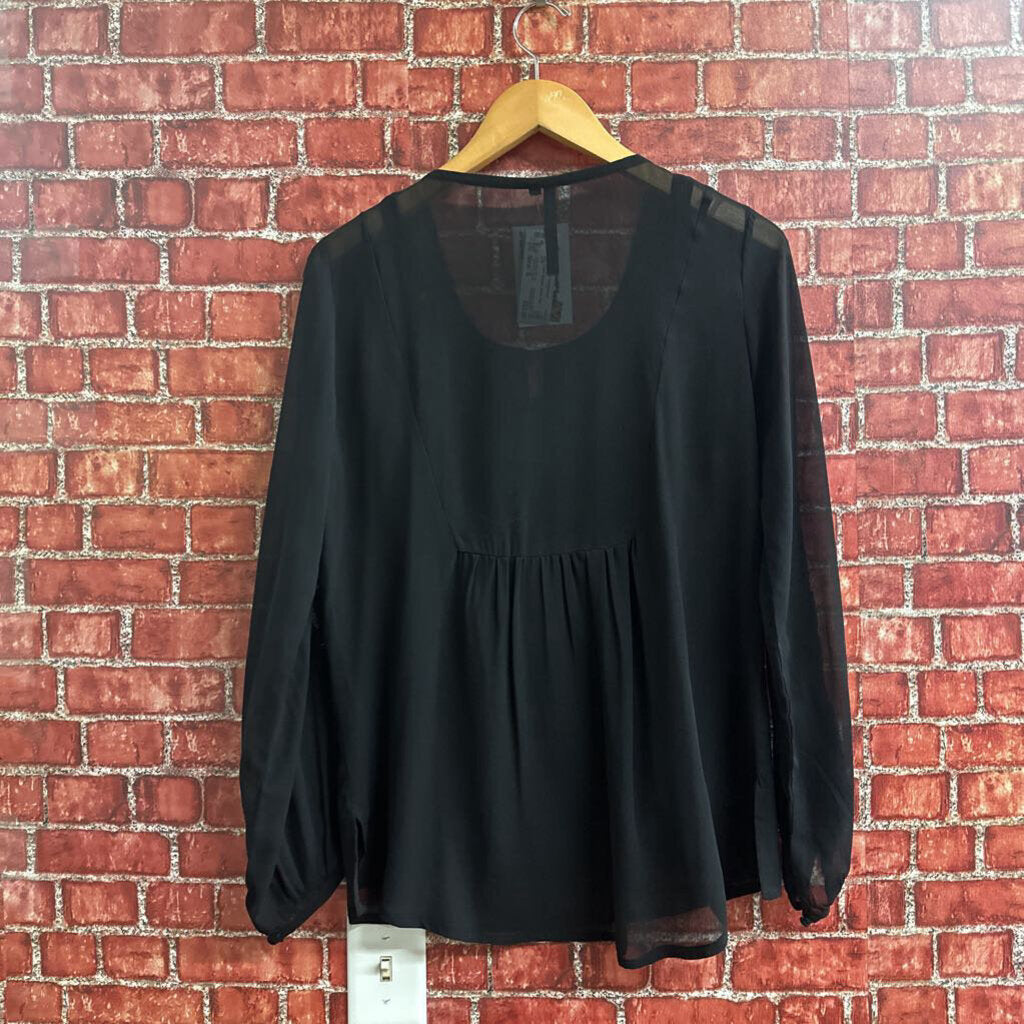 Kay Celine Beaded Sheer Top Black Size S