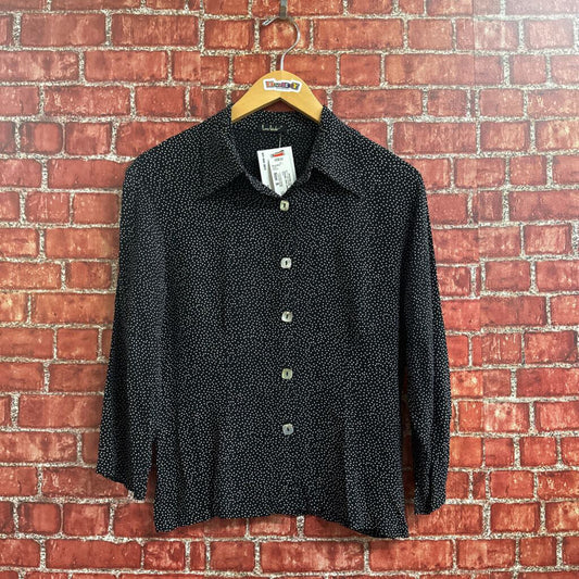 Vintage Loco Lindo Polka Dot Button Down Black Size S