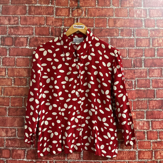 Vintage Betsys Abstract Button Down Red Size M