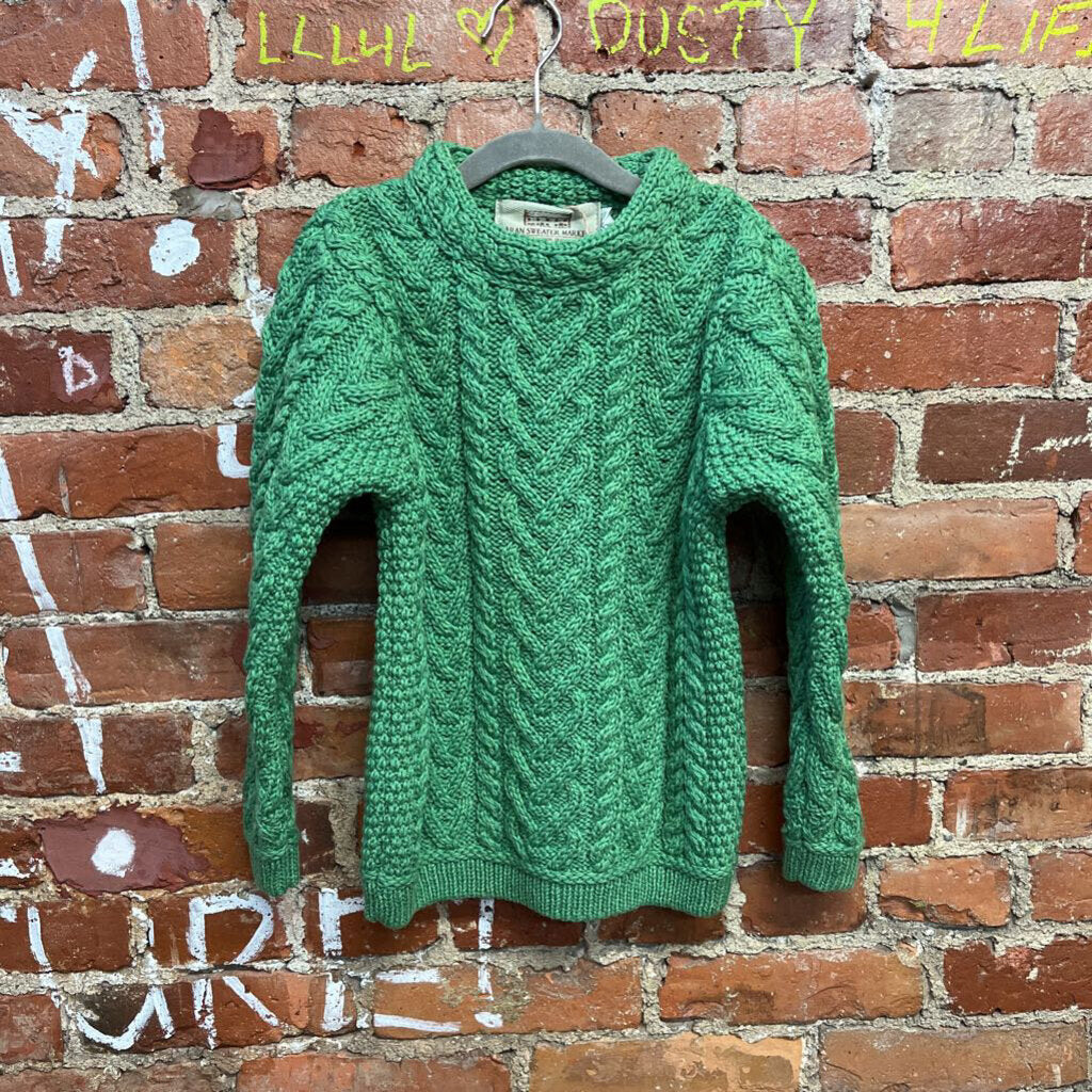 NWT Aran Sweater Green Heart Pattern Size 6/7Y