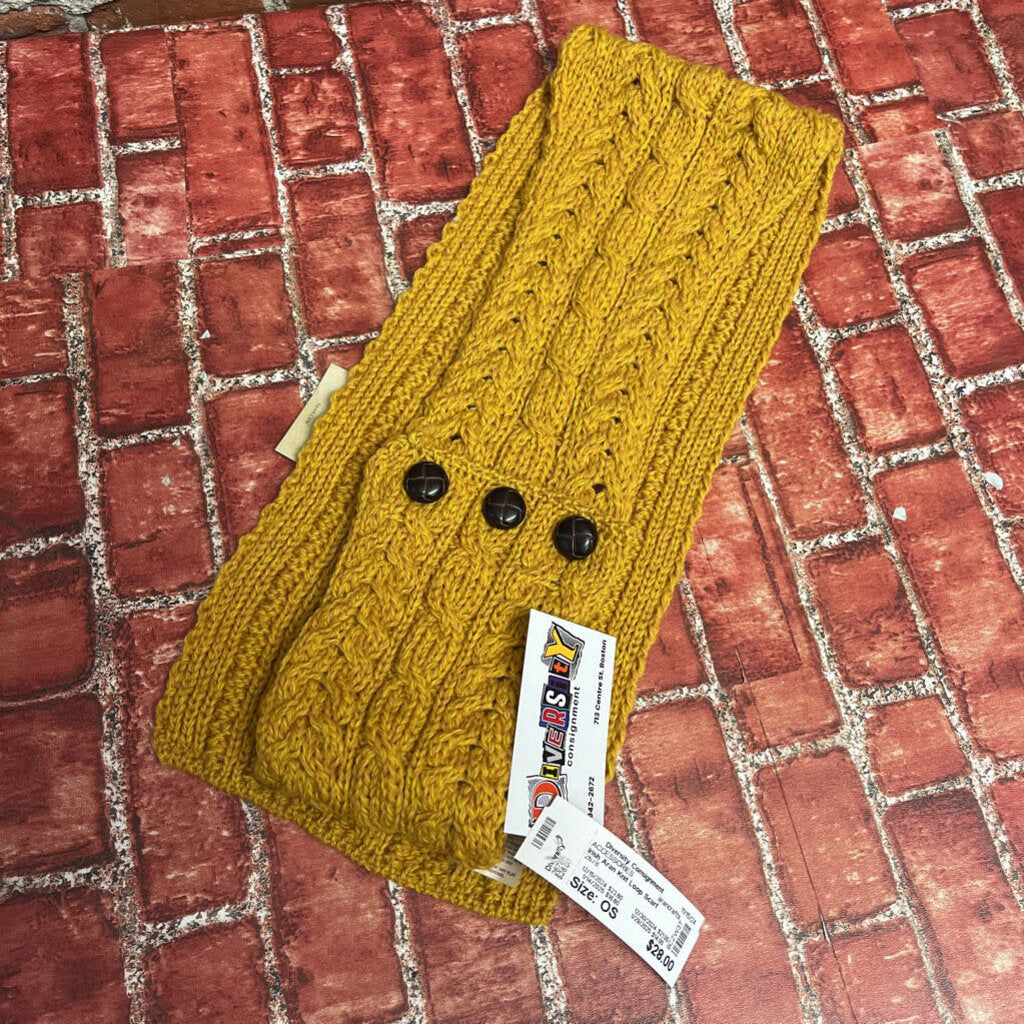 Irish Aran Knit Loop Scarf Yellow NWT