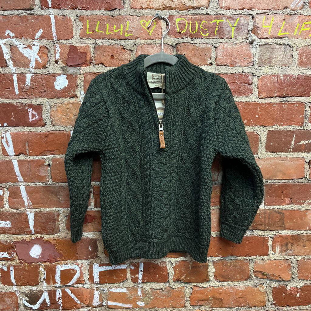 NWT Aran Green Cable Knit Kids Sweater Size 4/5Y