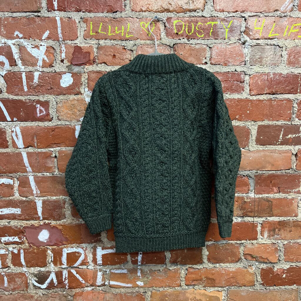 NWT Aran Green Cable Knit Kids Sweater Size 4/5Y