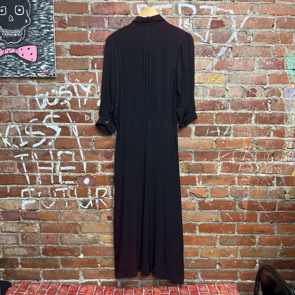 Vtg Anna Sui Designer LS Maxi Dress 70s Size S