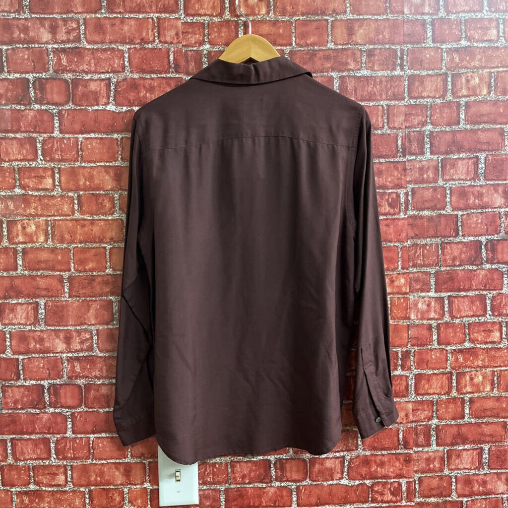 Vintage 70s IKI Silk Top Brown Size 6