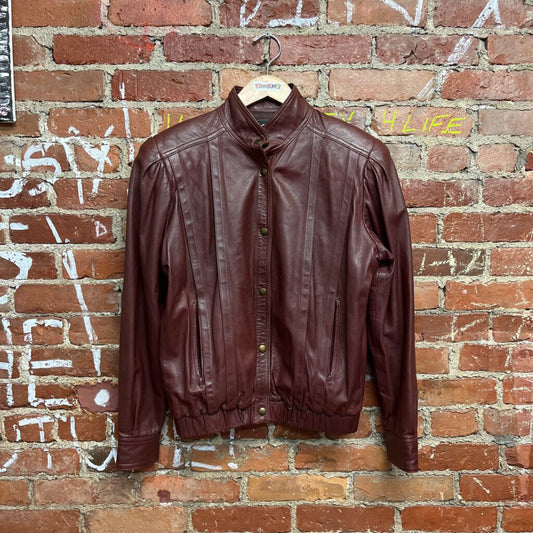 Vintage Okada Leather Jacket Brown Bomber 70s Size 6