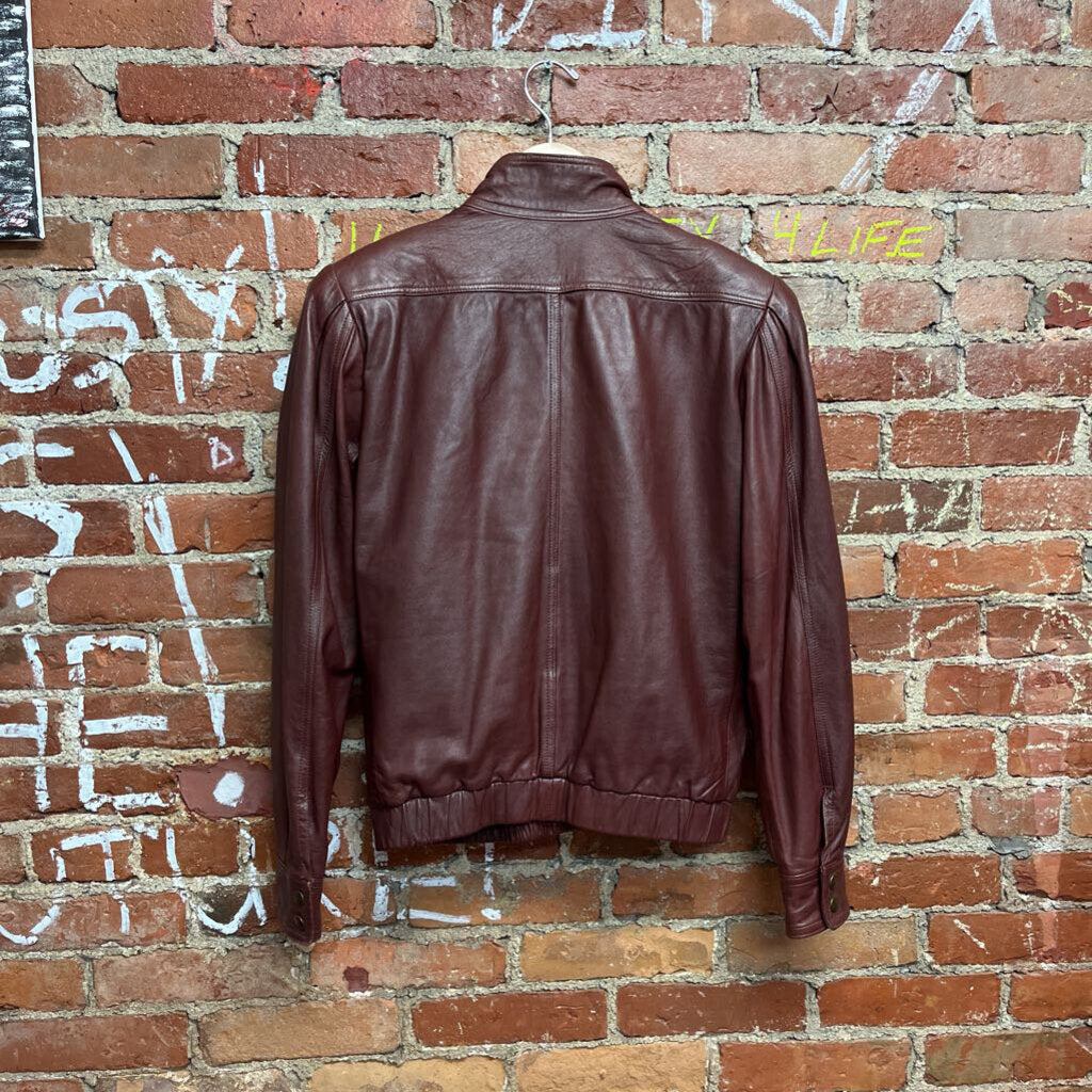 Vintage Okada Leather Jacket Brown Bomber 70s Size 6