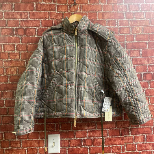 NWT Ramy Brook Plaid Reversible Freya Puffer Grey Size M