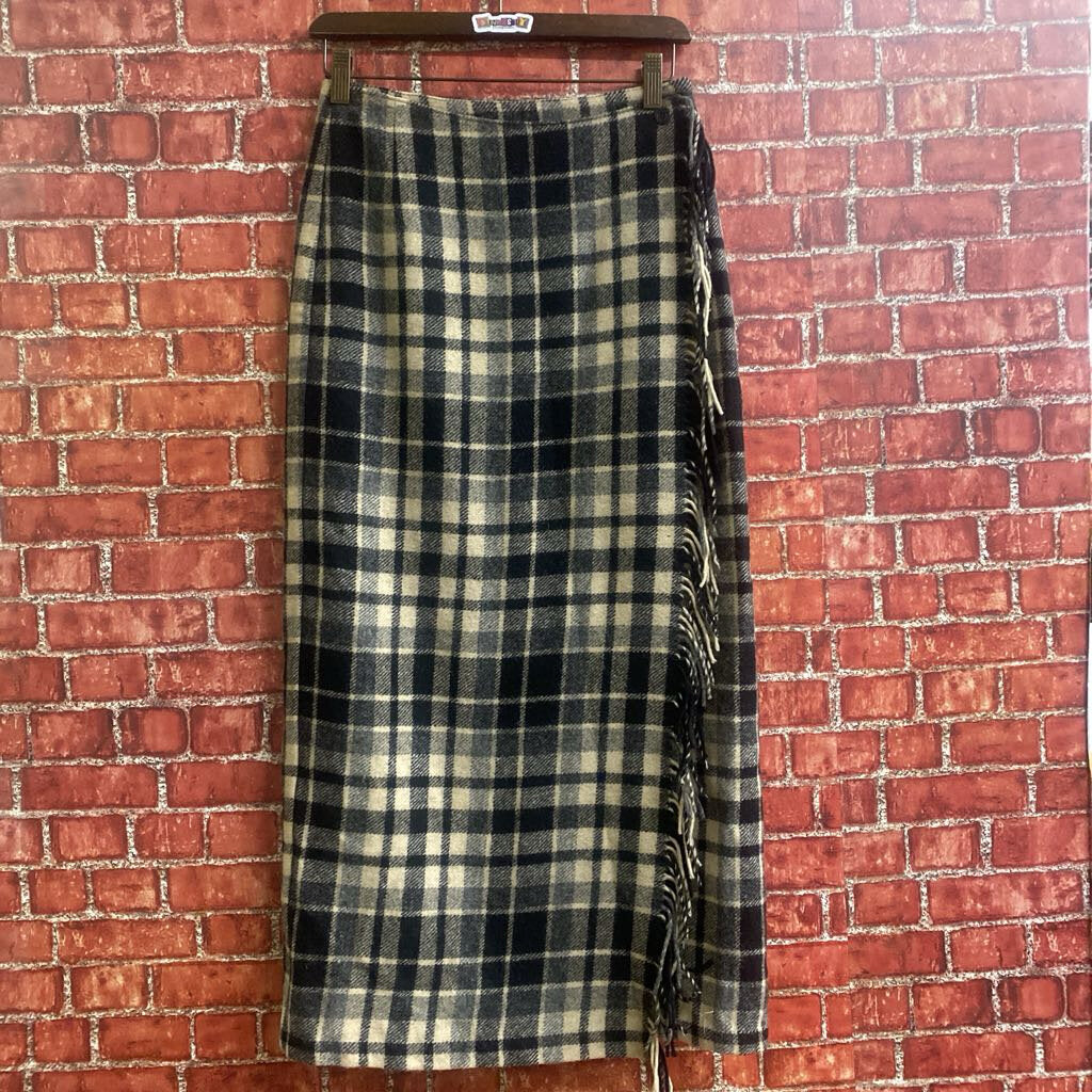 Eddie Bauer White Plaid Maxi Skirt Size 6