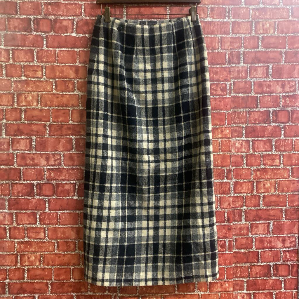 Eddie Bauer White Plaid Maxi Skirt Size 6