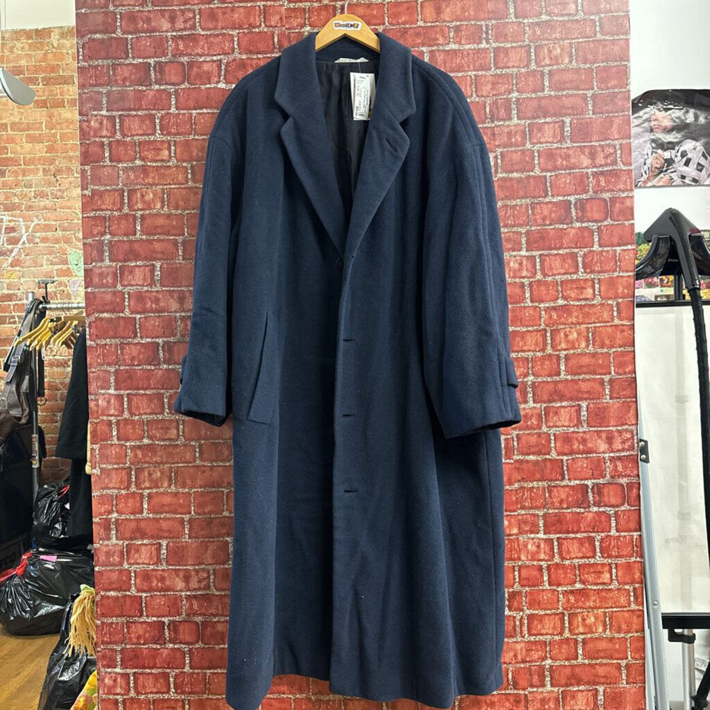 VTG Hugo Boss Wool Trench Coat Blue Size XL