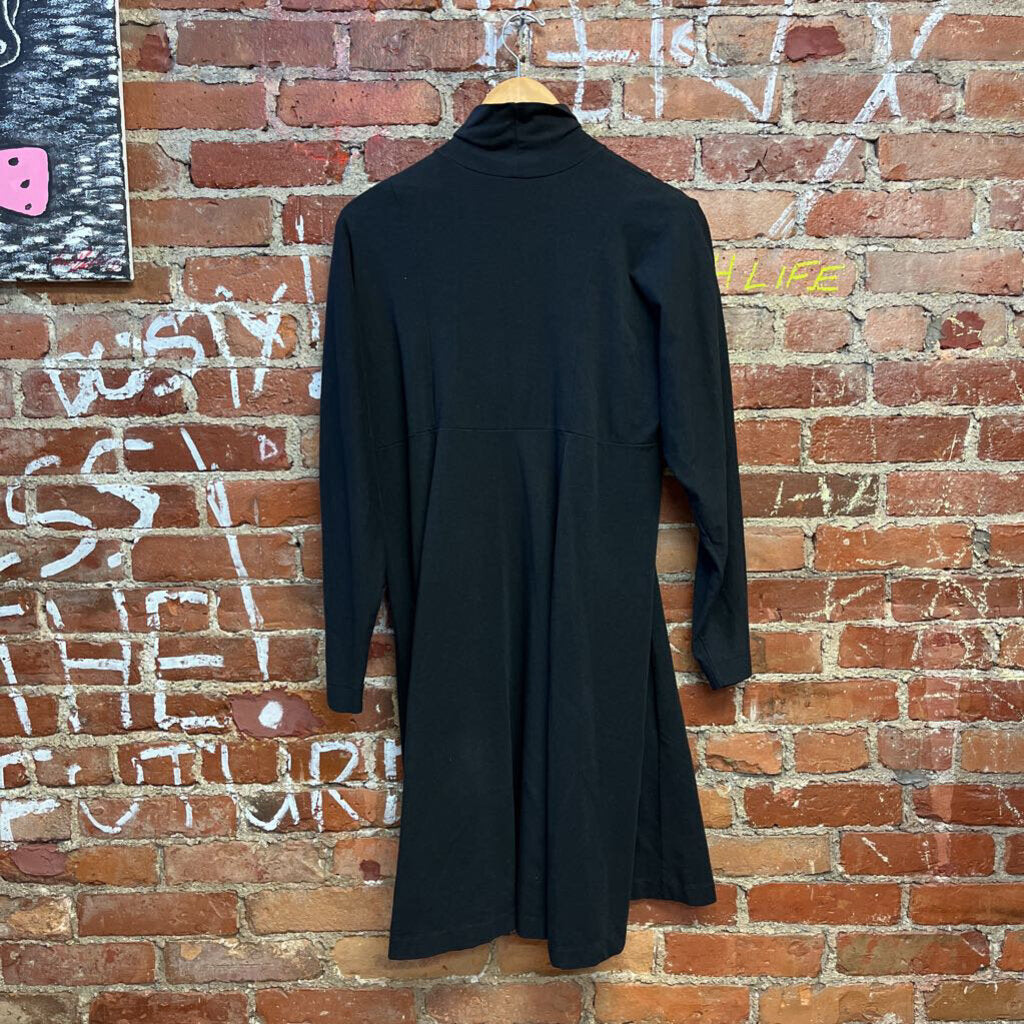 Vtg inukai Turtleneck Maxi Dress Black 12.5