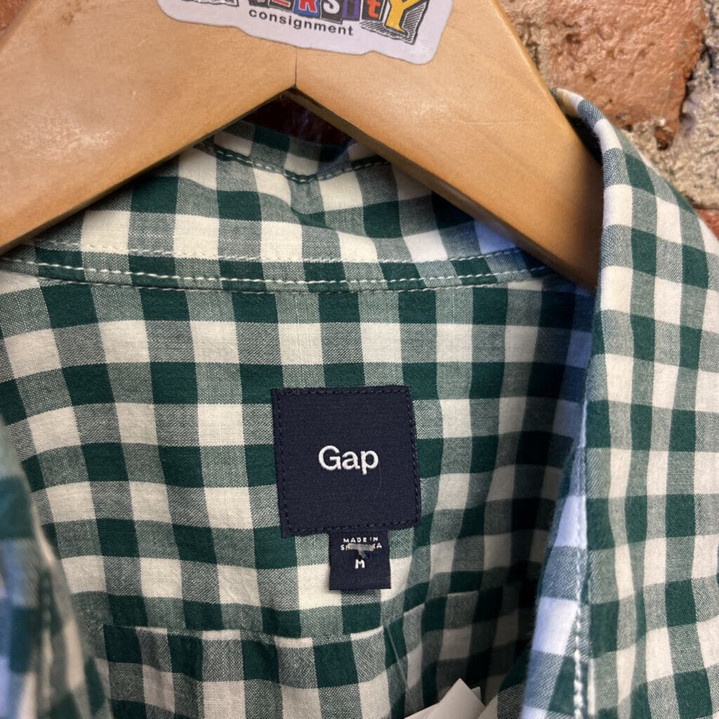 Gap Checkered Button Down Grn/Wht M