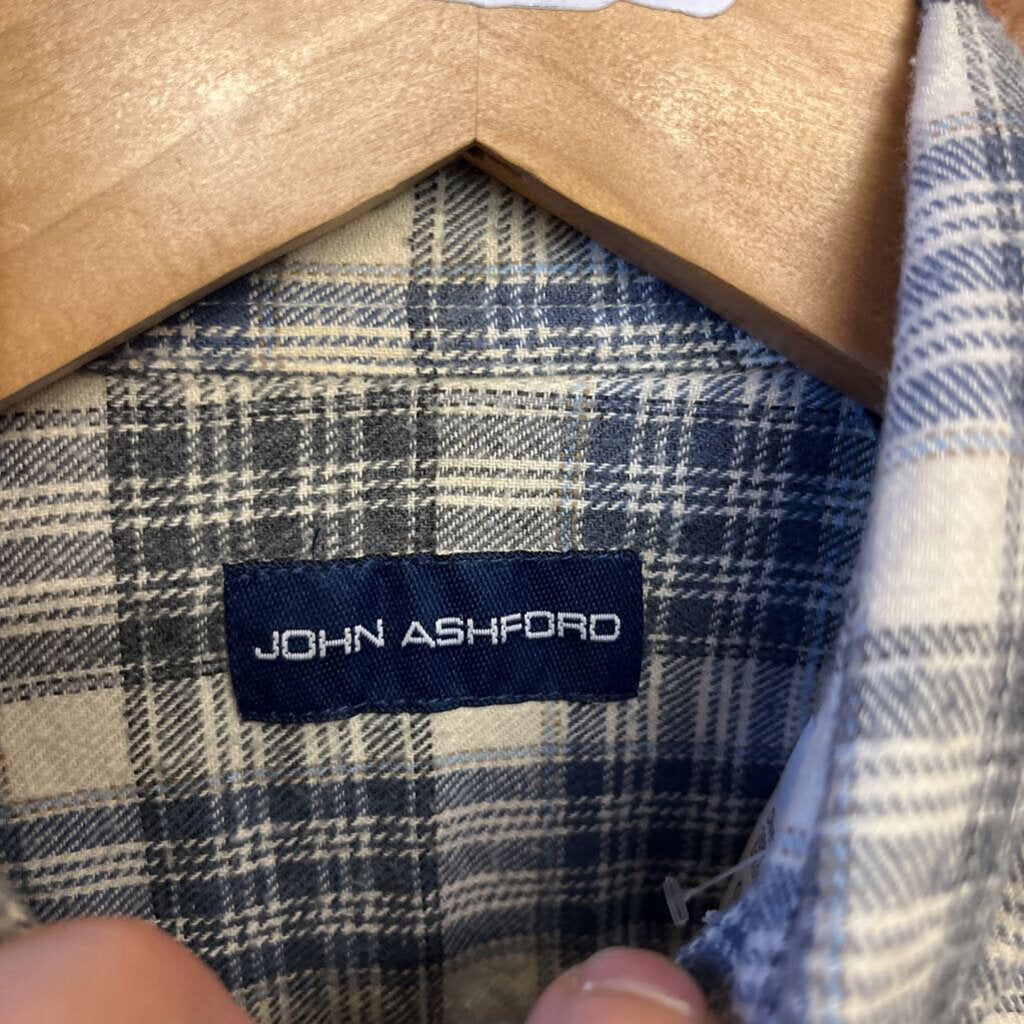 John Ashford Flannel Ble/Wht S