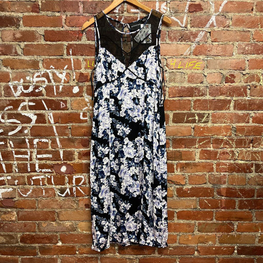 MinkPink Lace Slip Dress Blue Floral Size Medium