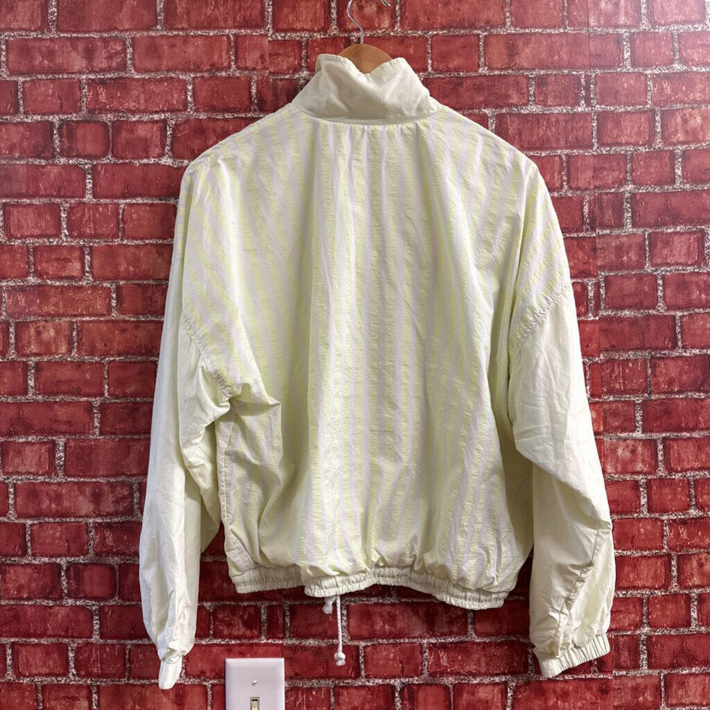 Vintage Ellesse Striped Cropped Windbreaker Neon yellow Size M