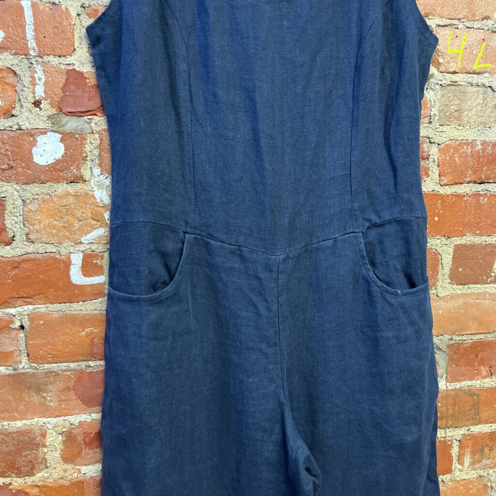 Claudia Vollmer Blue Linen Jumpsuit Size Large