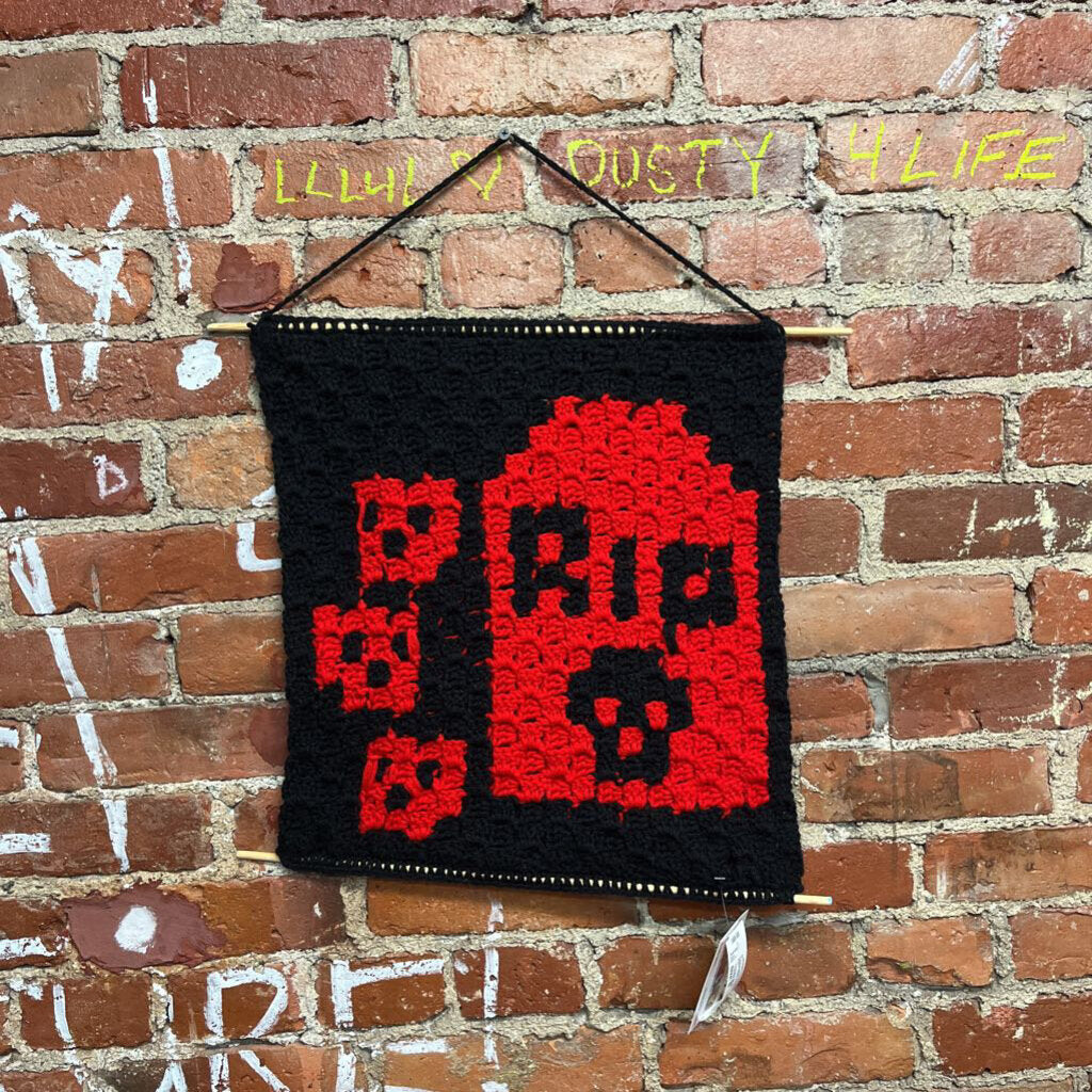 Custom Made Crochet Tapestry "RIP"