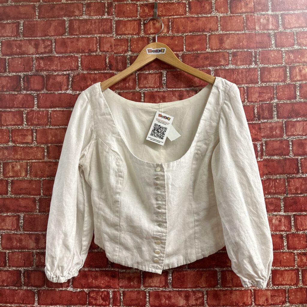 Laura Kane Designs Custom Made Button Top White Size XL