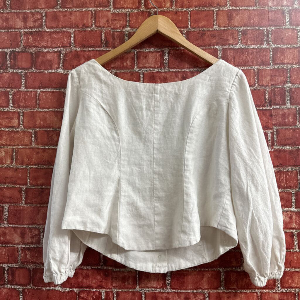 Laura Kane Designs Custom Made Button Top White Size XL