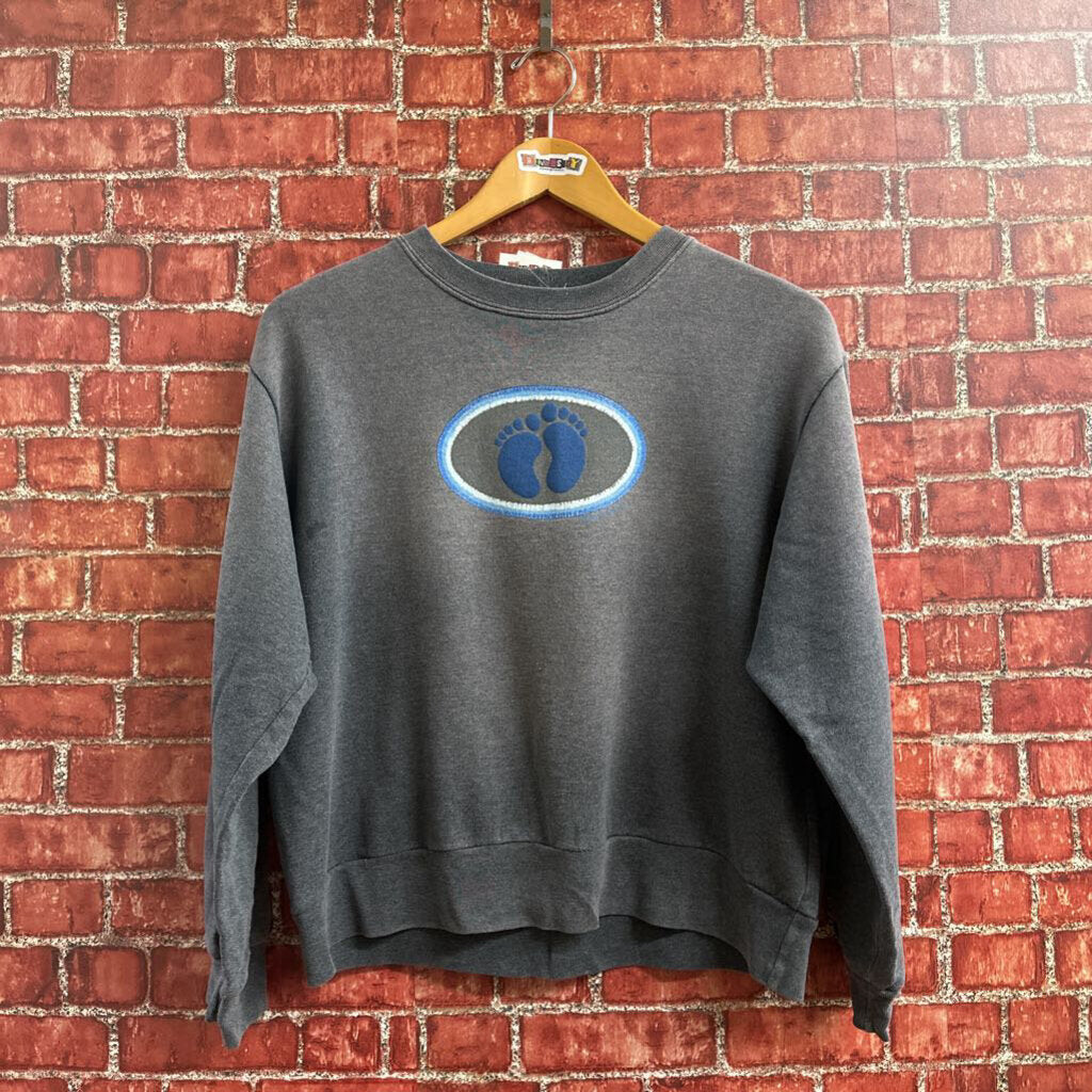 Vintage Beach Feet Print Crewneck Grey Size S