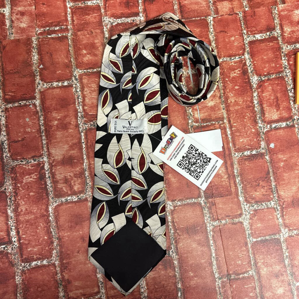 Vintage Valentino Abstract Print Tie Black