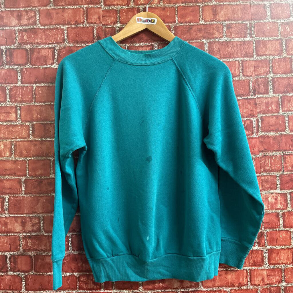 Vintage 80s ICU Blank Crewneck Teal Size M