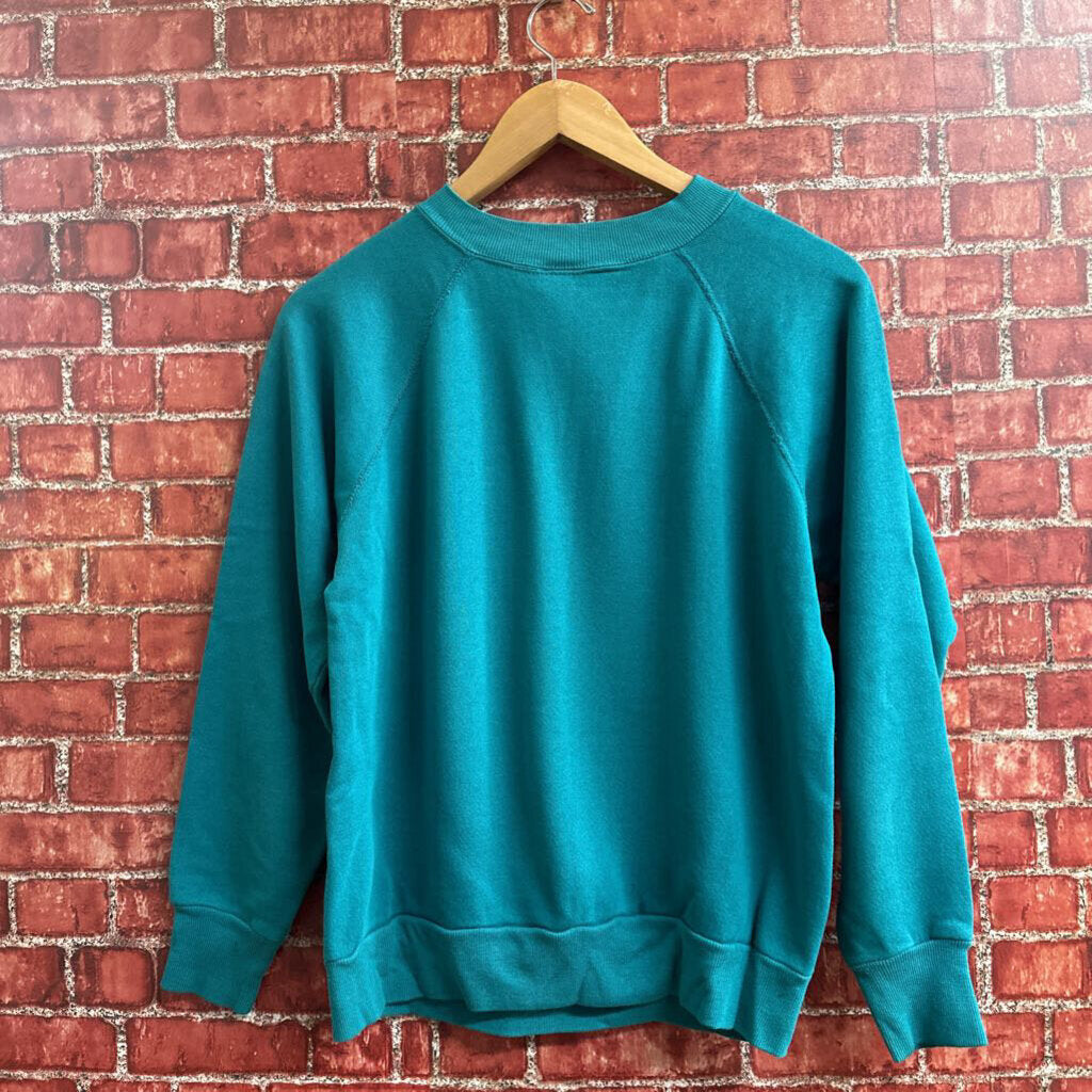 Vintage 80s ICU Blank Crewneck Teal Size M