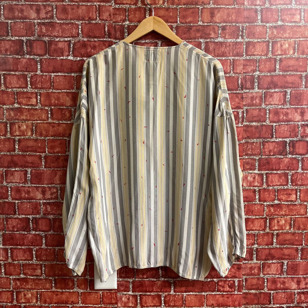 Vintage East Wind Code Striped Button Down Top Beige Size M