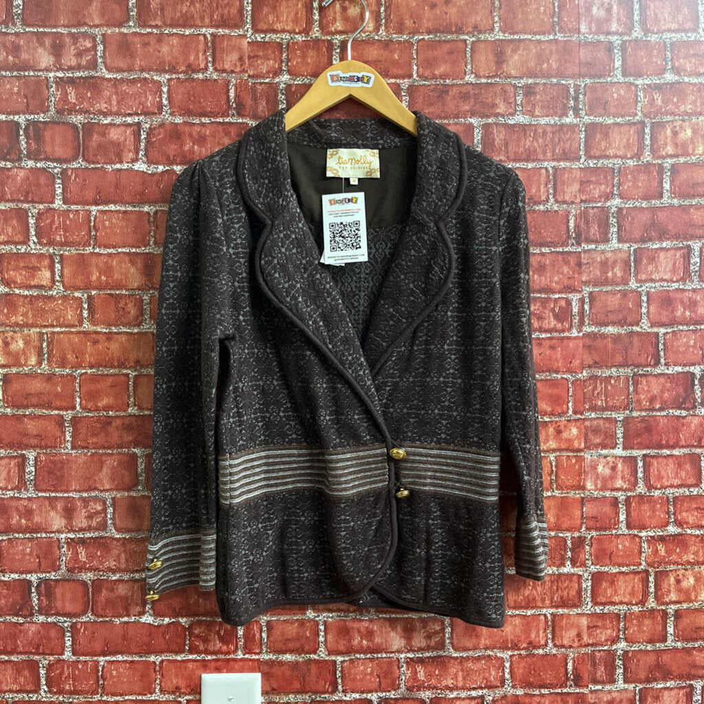 Lia Molly Knit Blazer Brown Size M