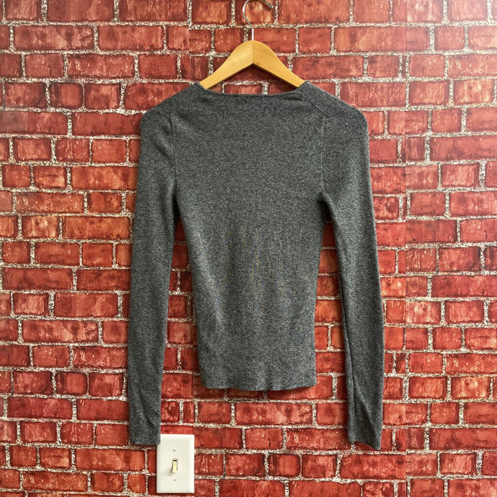 Express Long Sleeve Knit Top Grey Size Small