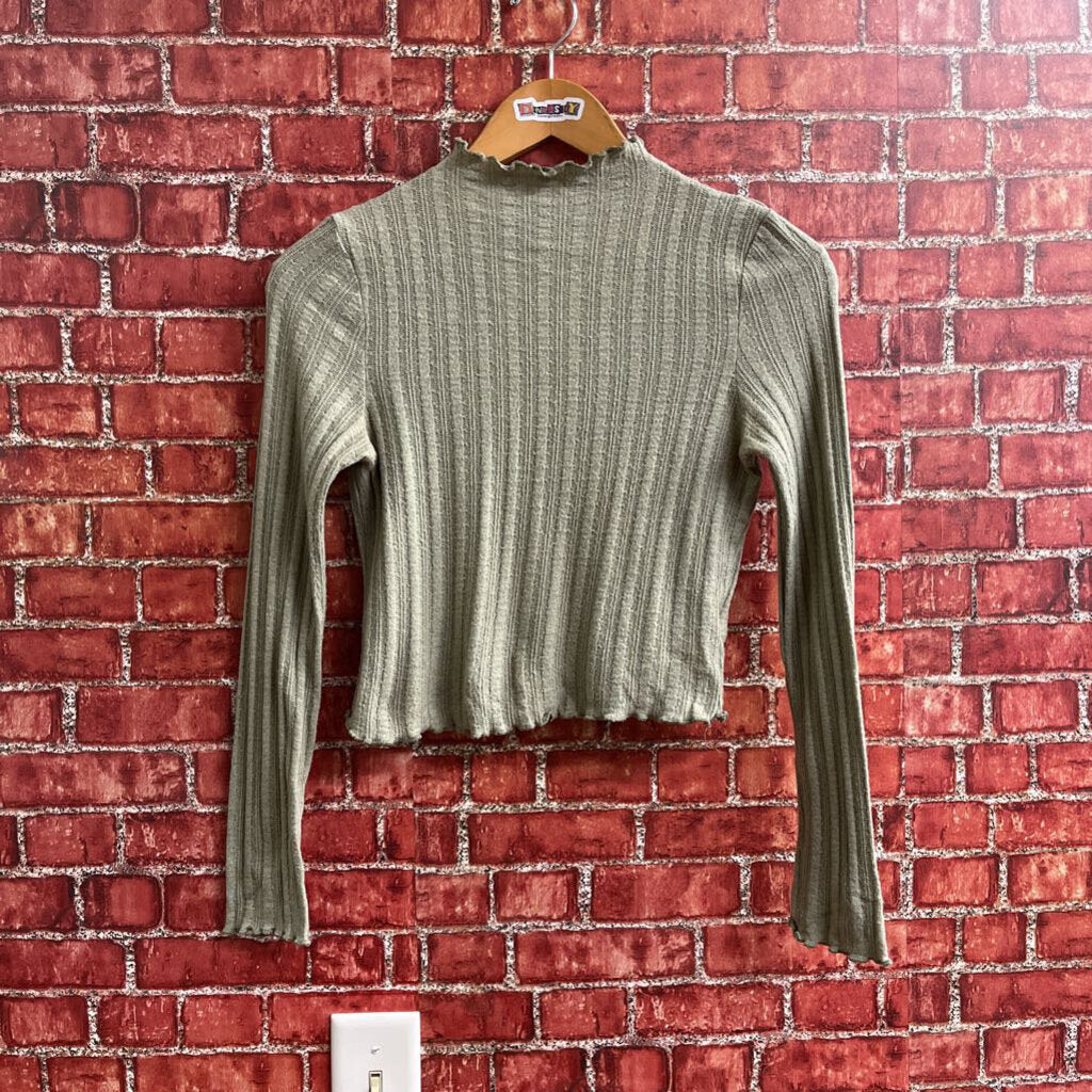 Molly Green Knit Crinkle Top Size Medium