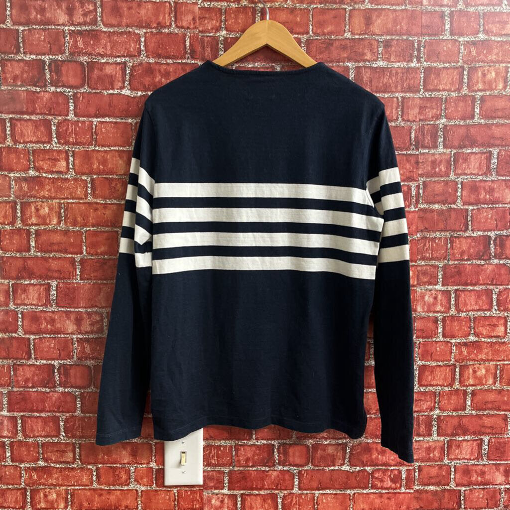 Club Monaco Blue White Striped LS Top Size XS