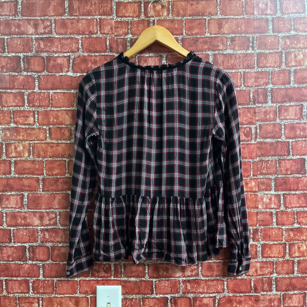 Loft Long Sleeve Plaid Top Red Size XS