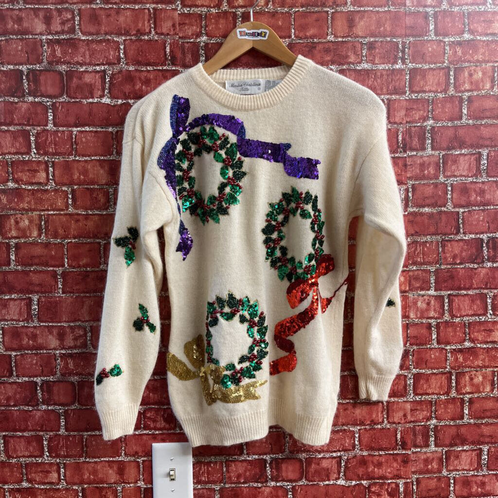 Marisa Christina Petite Christmas Sweater Cream Size S