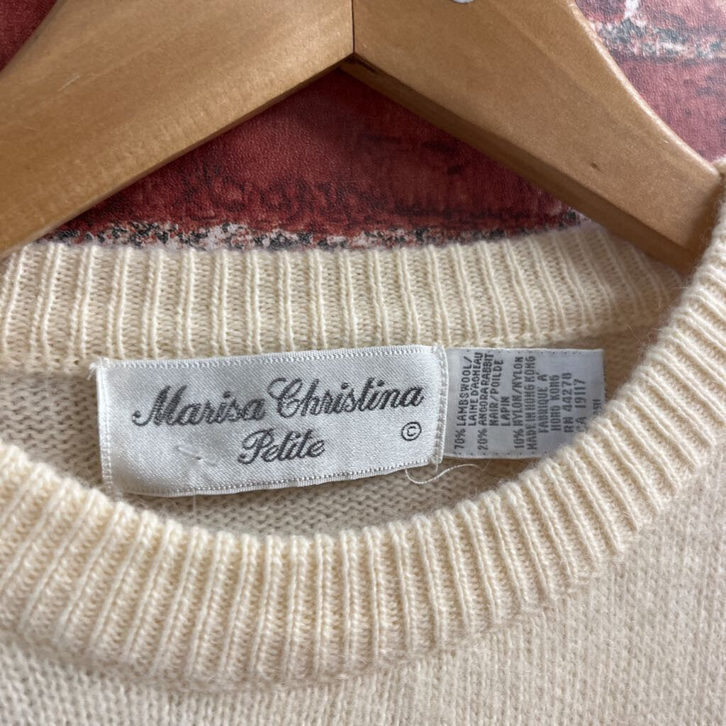 Marisa Christina Petite Christmas Sweater Cream Size S