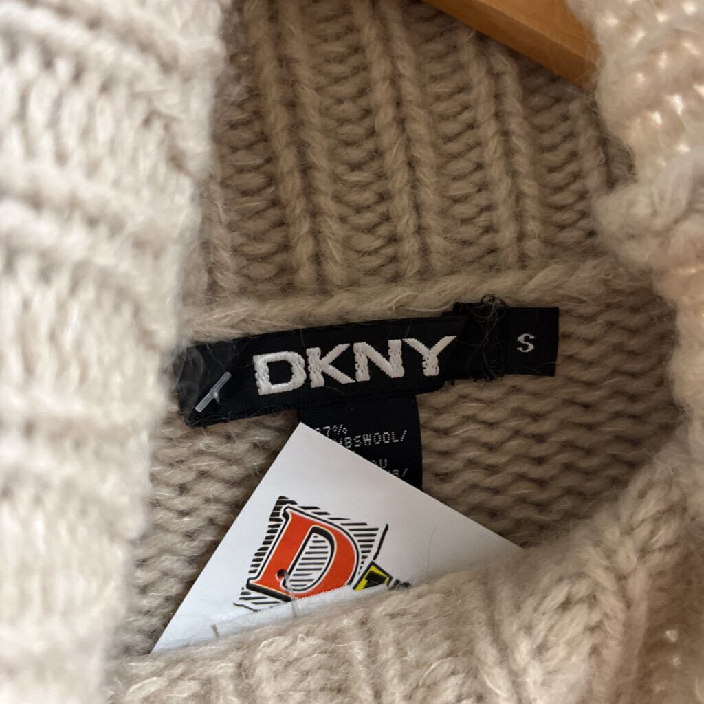 DKNY Lamswool Knit Sweater Cream Size S