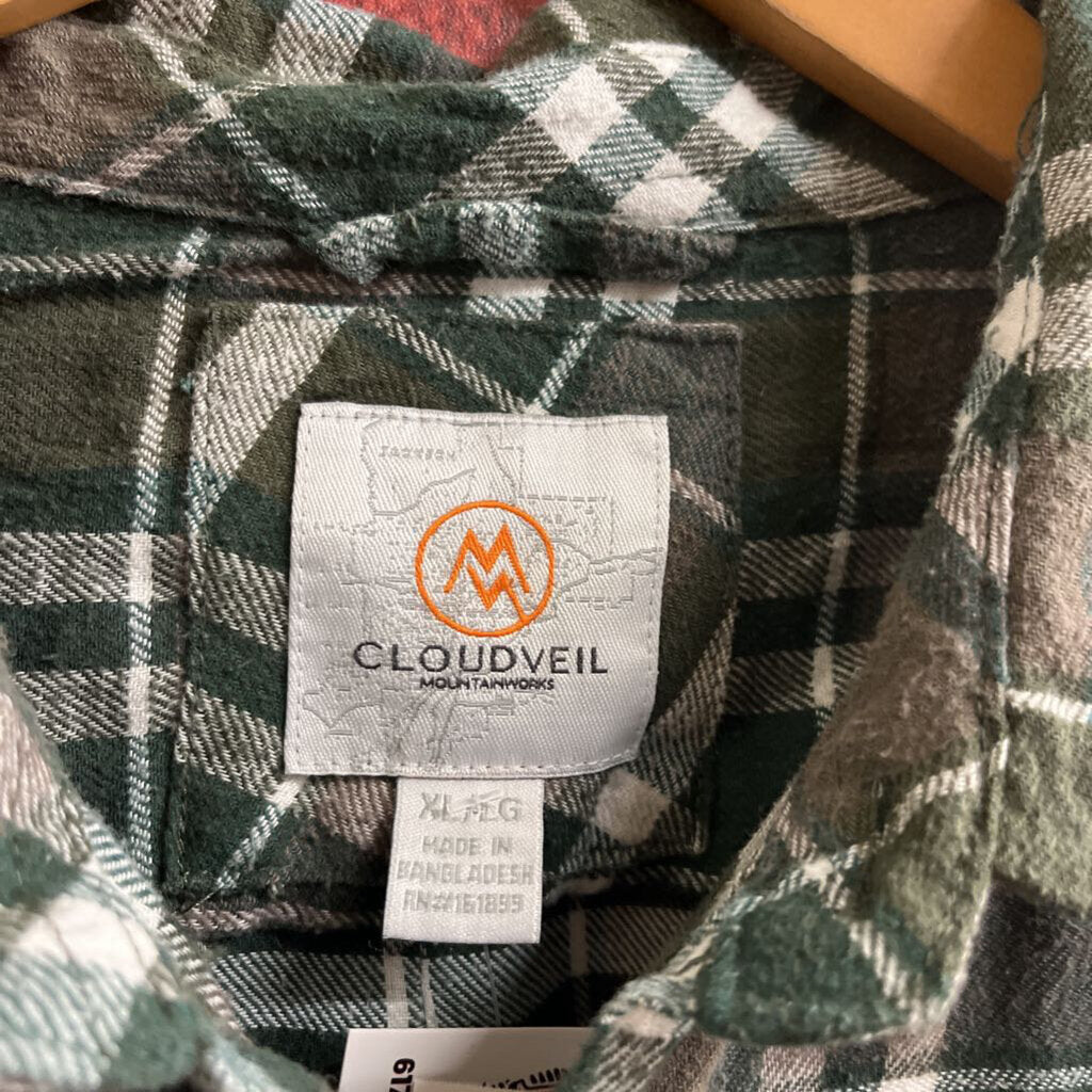 Cloudveil Flannel Shirt Green Plaid Size XL