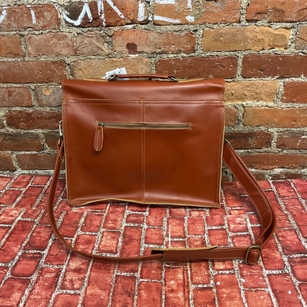 Mahi Leather Briefcase Crossbody Bag Brown