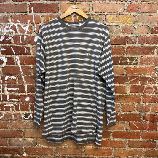 Vtg Calvin Klein Striped LS Tee Grey Size Large