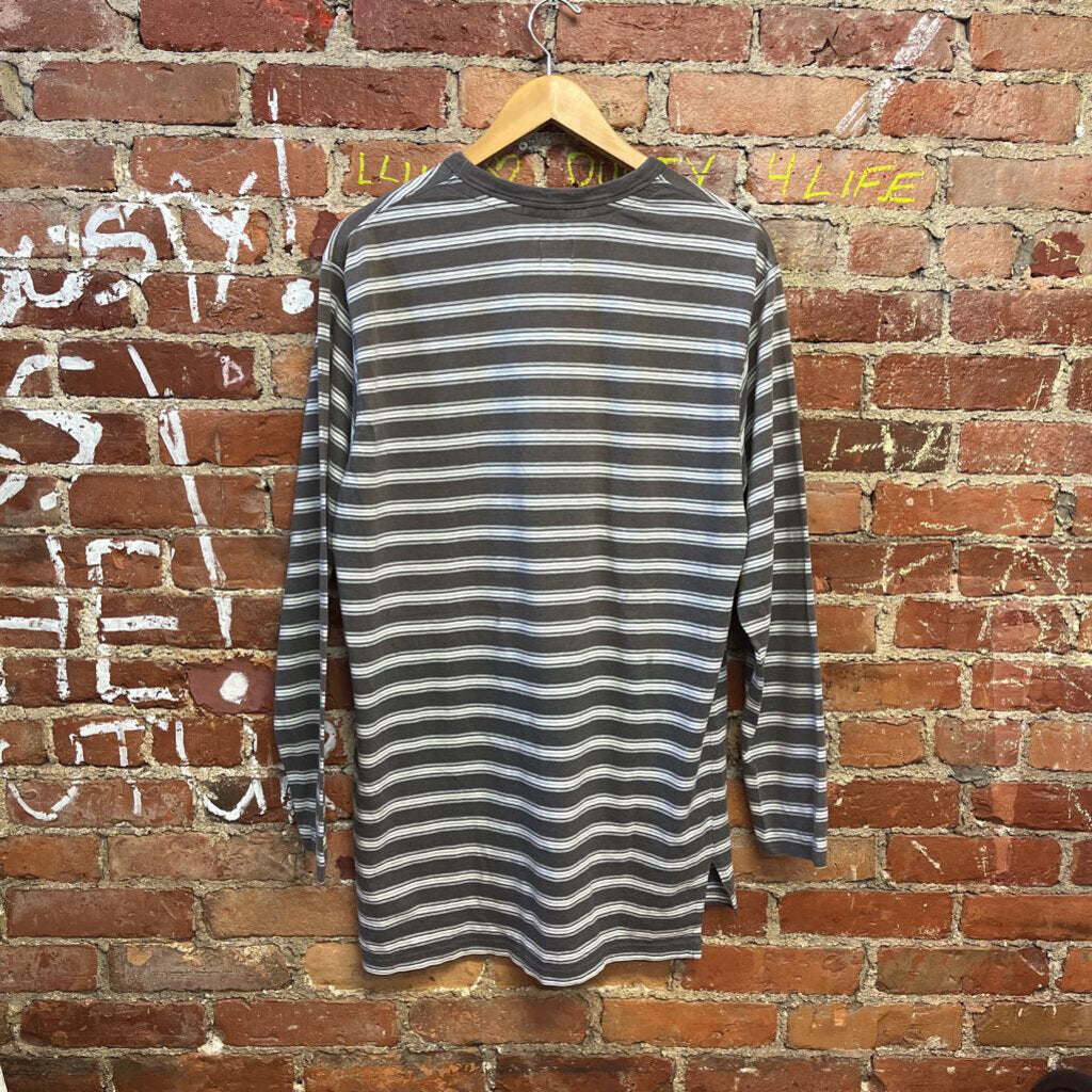 Vtg Calvin Klein Striped LS Tee Grey Size Large