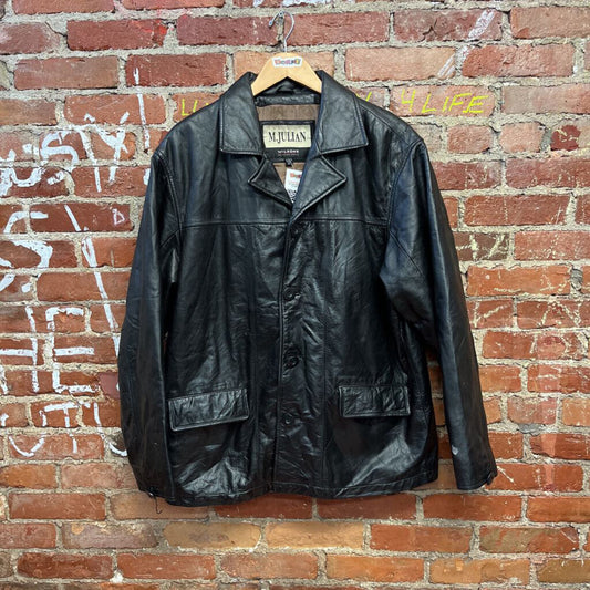 M. Julian Leather Jacket Field Style Black Size M