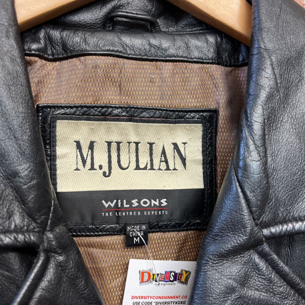 M. Julian Leather Jacket Field Style Black Size M