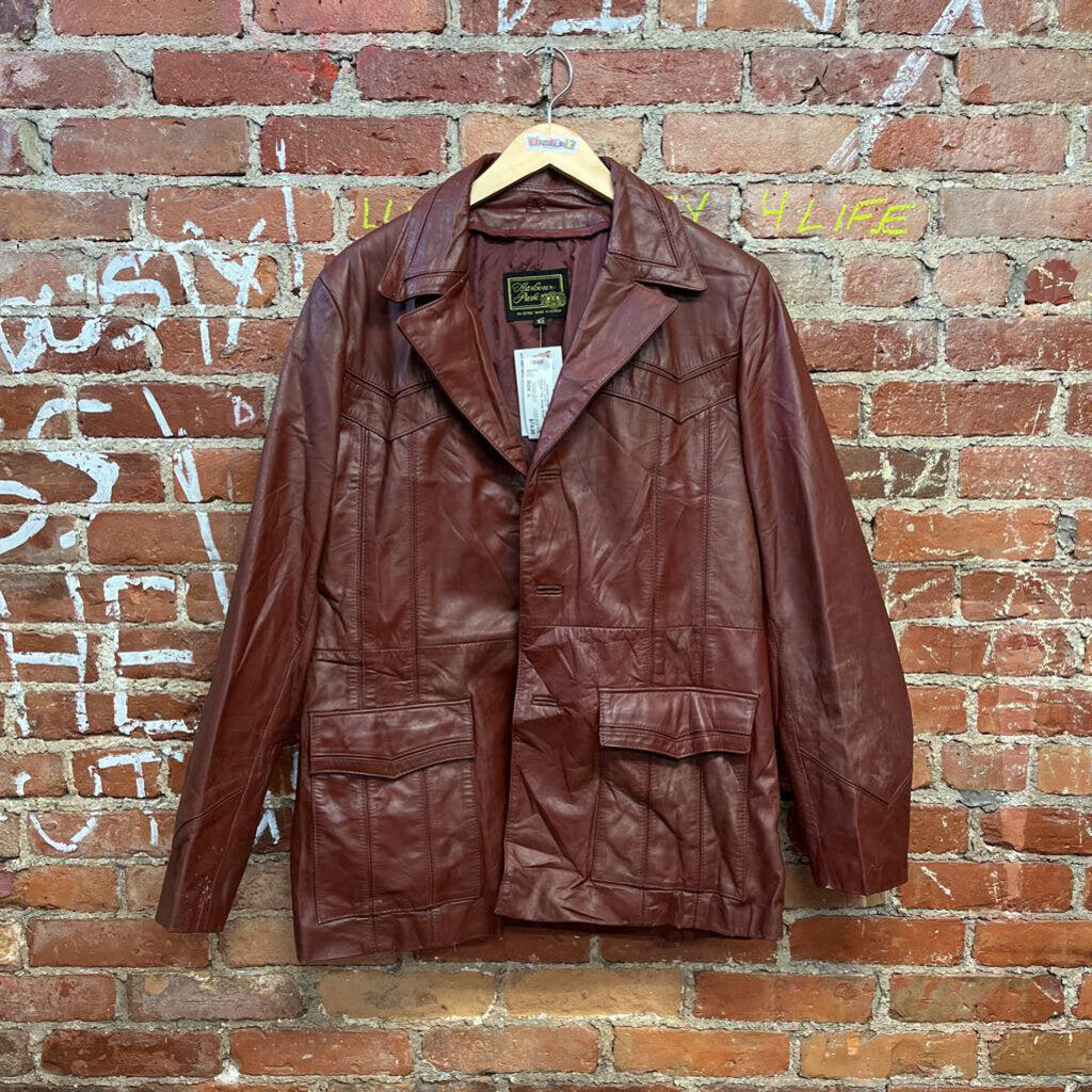 Harbour Park Vintage Brown Leather Jacket Size Large