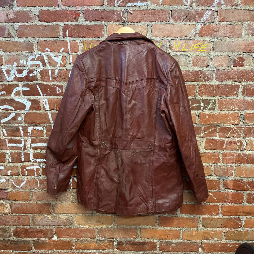 Harbour Park Vintage Brown Leather Jacket Size Large