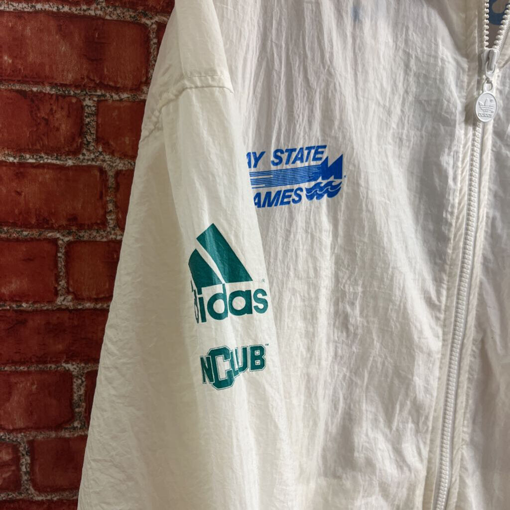 Vintage Adidas Bay State Windbreaker Jacket White Large