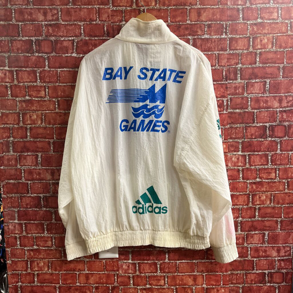 Vintage Adidas Bay State Windbreaker Jacket White Large